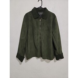 Coaco New York Sz Large Green Faux Seude Microfiber Barn Jacket Chore Coat Women